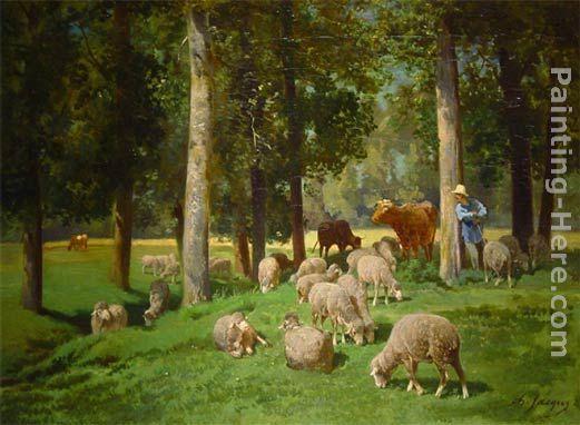 Charles Emile Jacque Landscape with Sheep